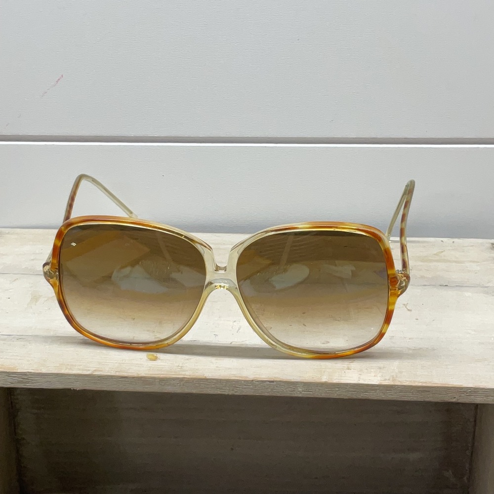 Vintage Piave Italy Oversized 70s Sunglasses Tortoise Butterfly Clear Frames